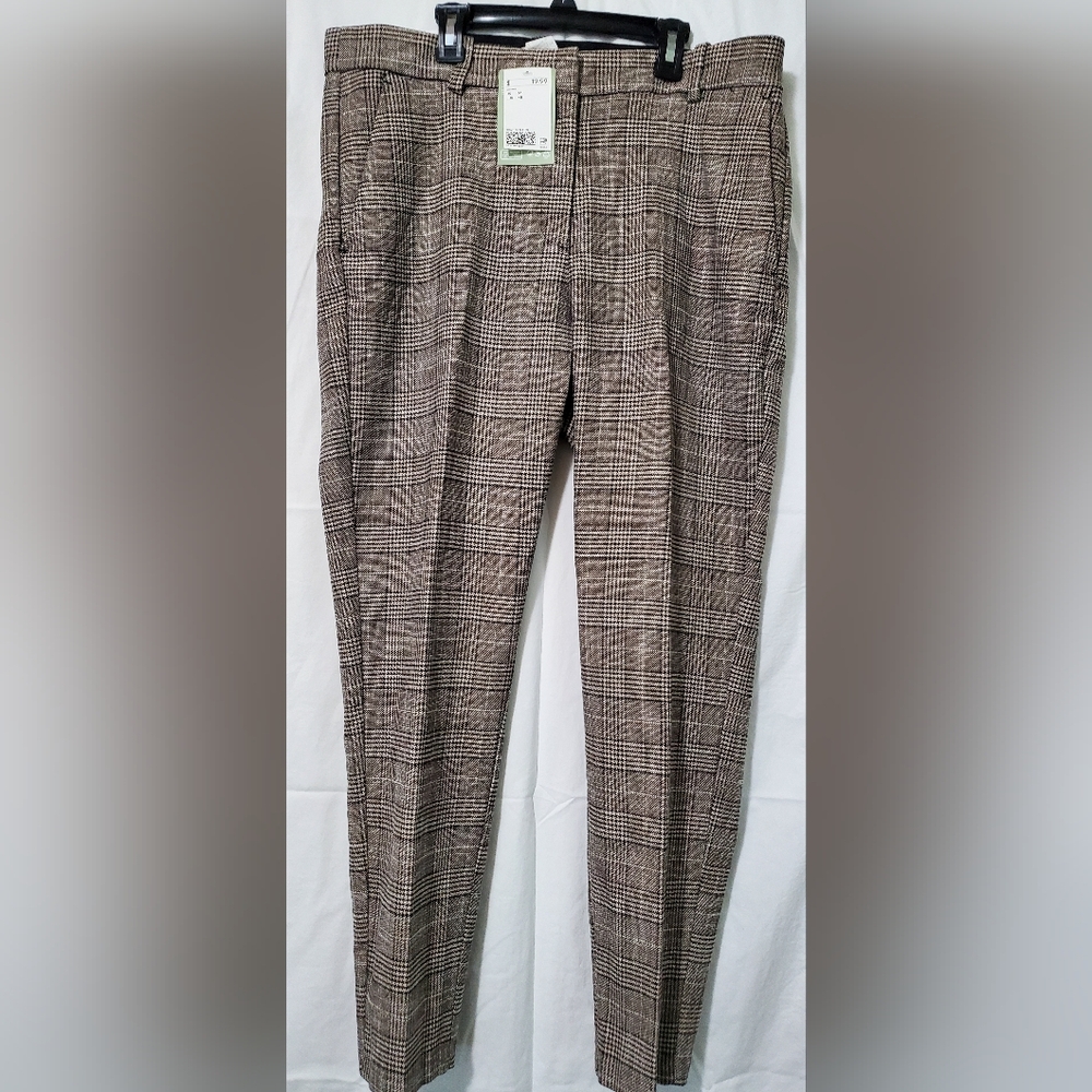 H&M Women's Plaid Brown Trousers